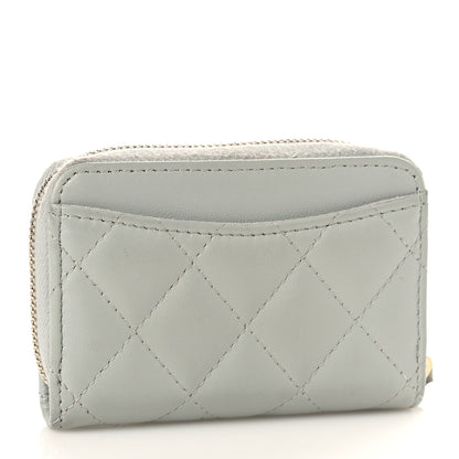 Chanel Lambskin Quilted Zip Around Coin Purse Wallet Grey 3 of 13