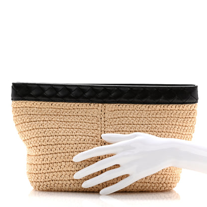 Bottega Veneta Raffia Woven Nappa Intrecciato Medium Pouch Natural Fondant 2 of 8