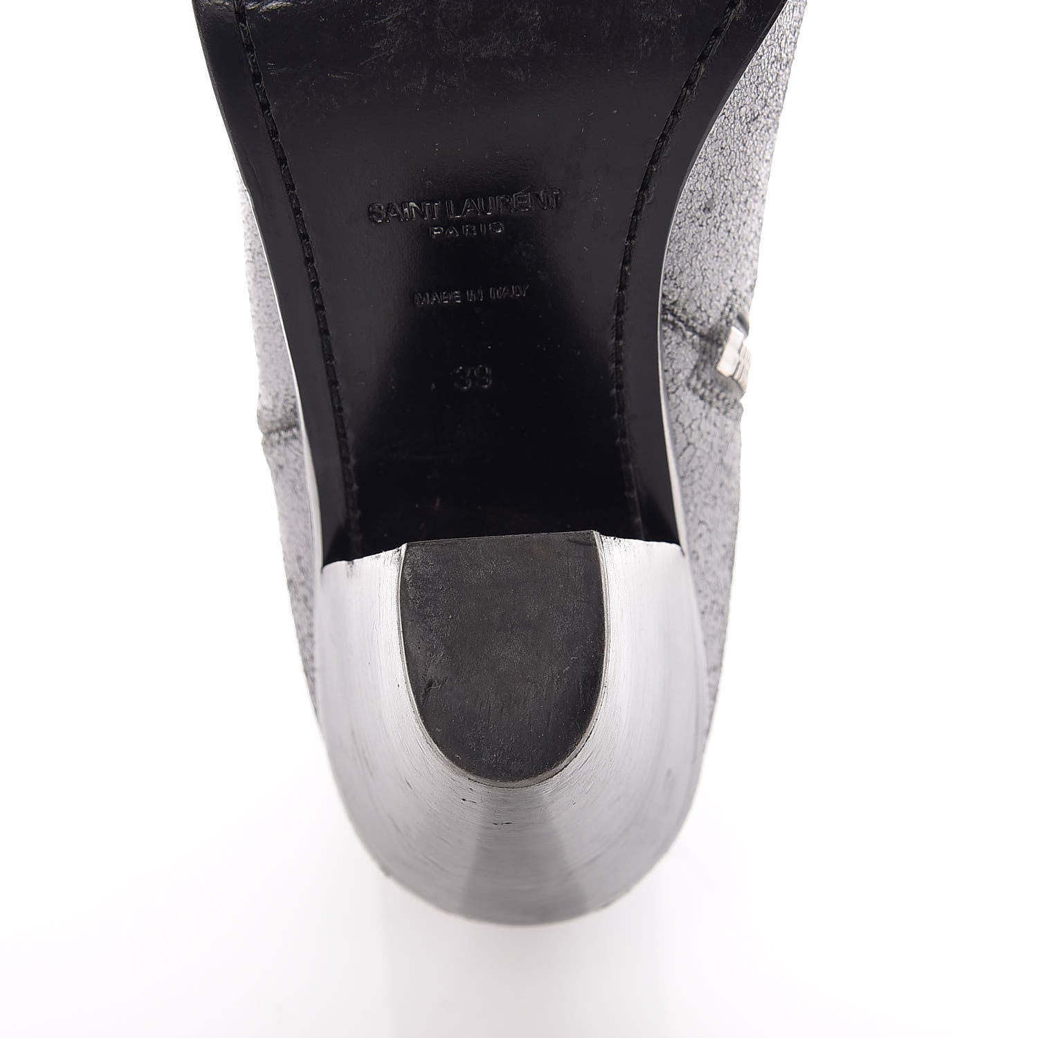 Saint Laurent Metallic Suede Curtis Ankle Boots 39 Dark Silver 12 of 22
