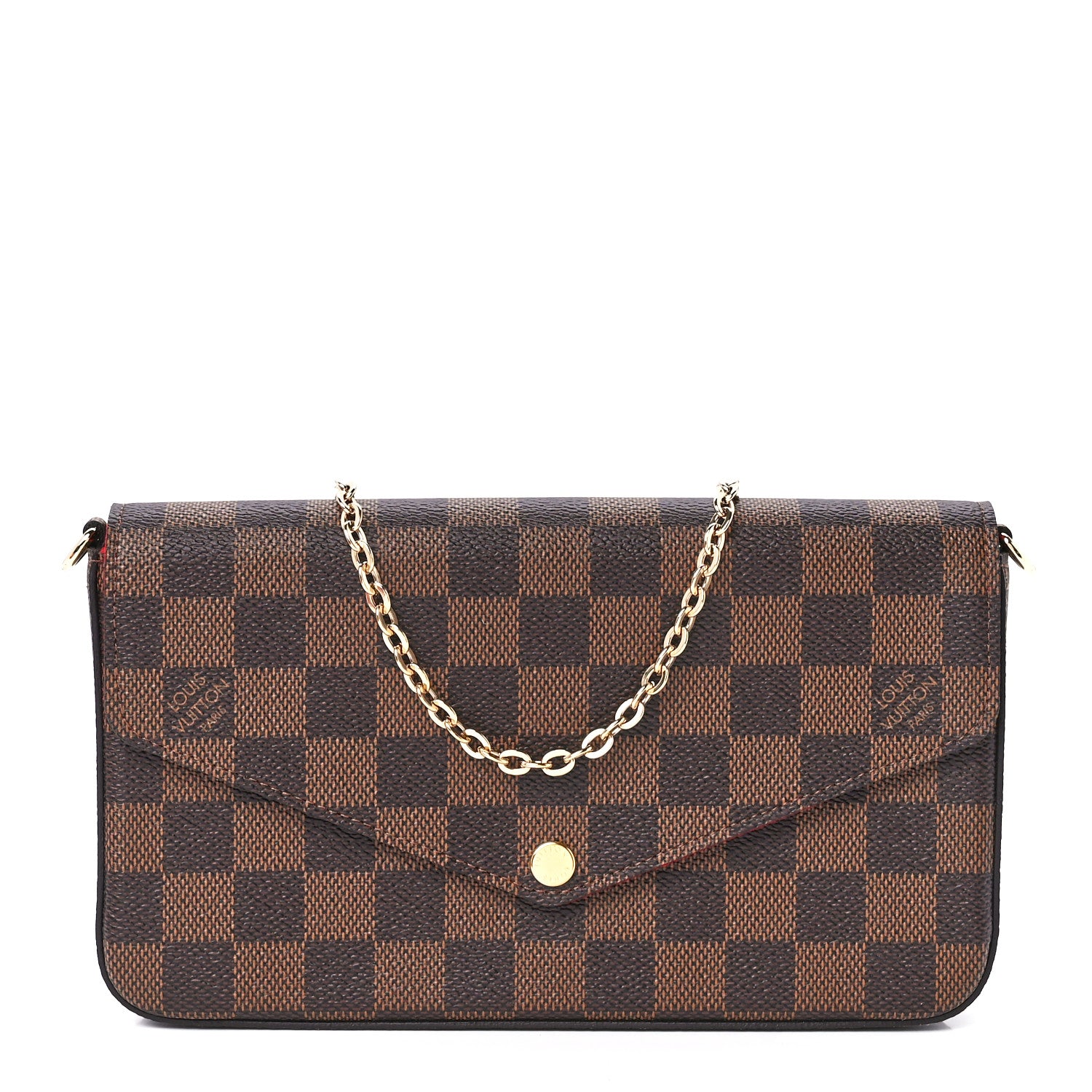 Louis Vuitton Damier Ebene Pochette Felicie Chain Wallet 3 of 13