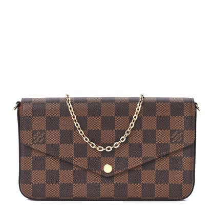 Louis Vuitton Damier Ebene Pochette Felicie Chain Wallet 3 of 13