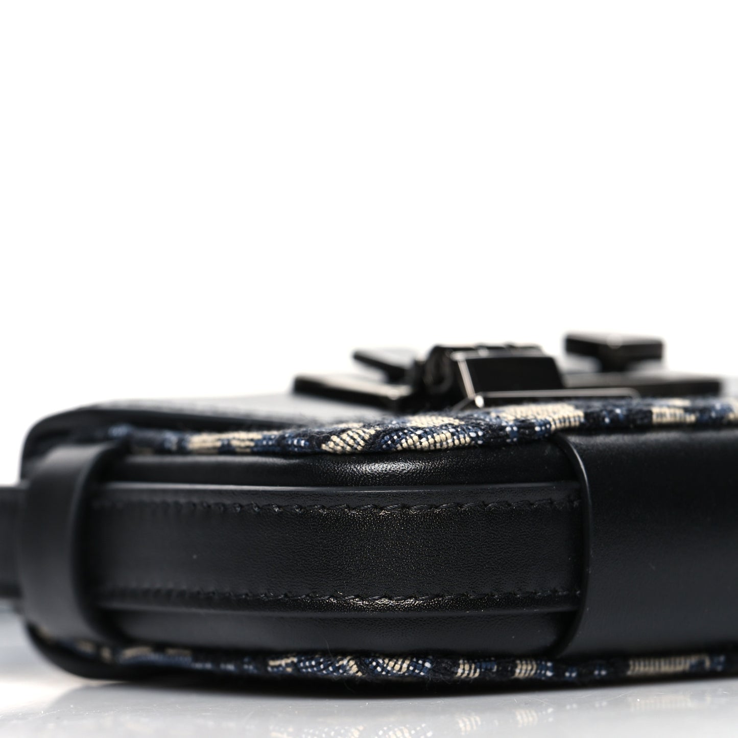Oblique Smooth Calfskin Nano Pouch Beige Black