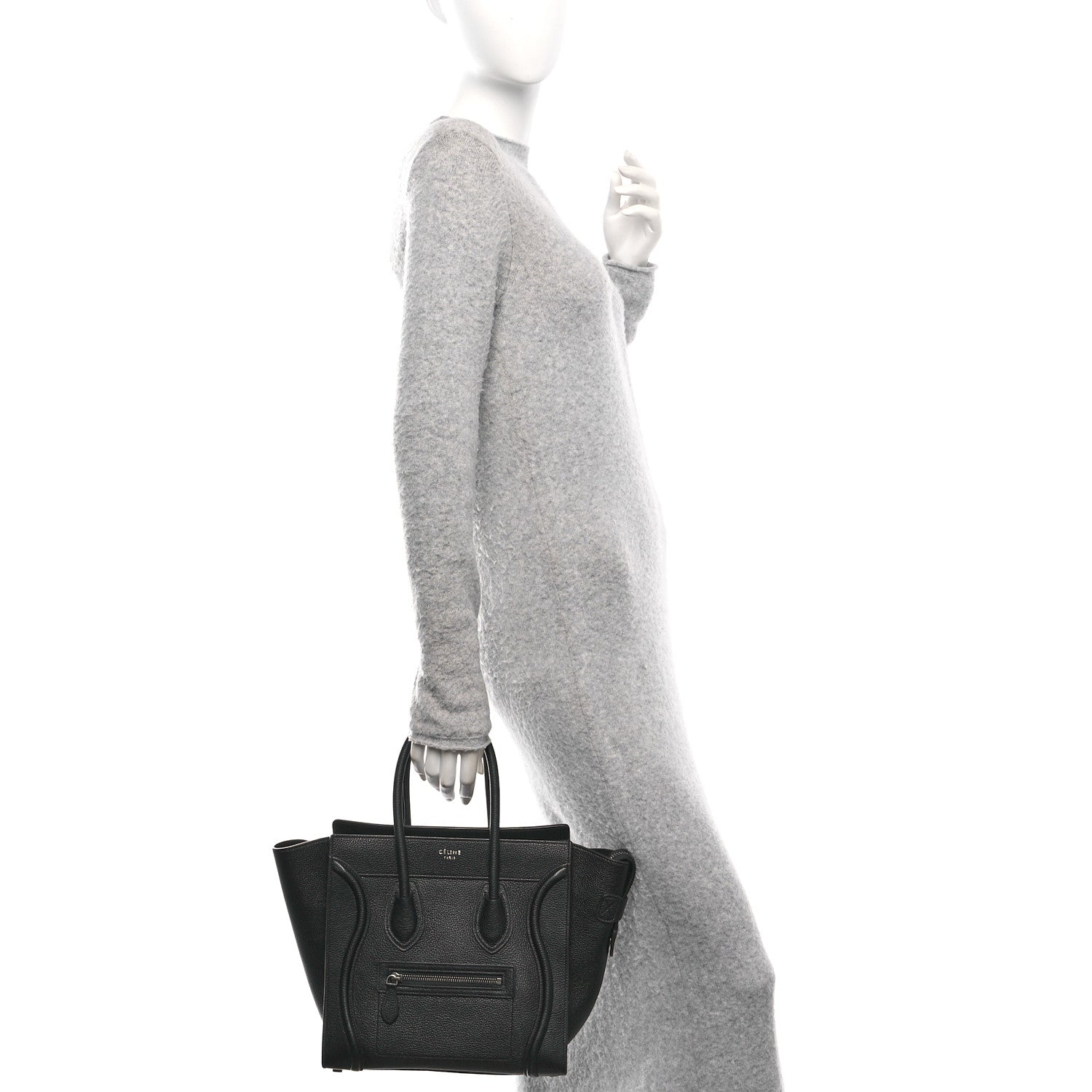 Celine Drummed Calfskin Micro Luggage Black 2 of 10