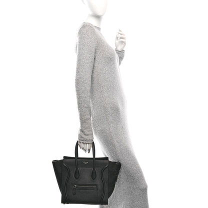 Celine Drummed Calfskin Micro Luggage Black 2 of 10