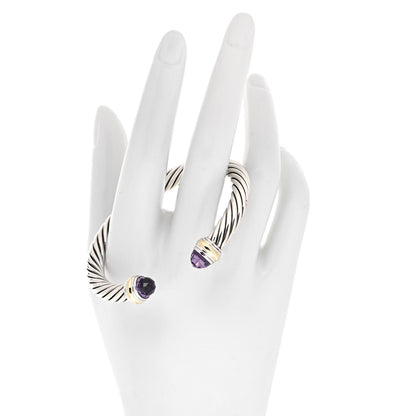 David Yurman Sterling Silver 14K Yellow Gold Amethyst 7mm Cable Classics Bracelet 2 of 4