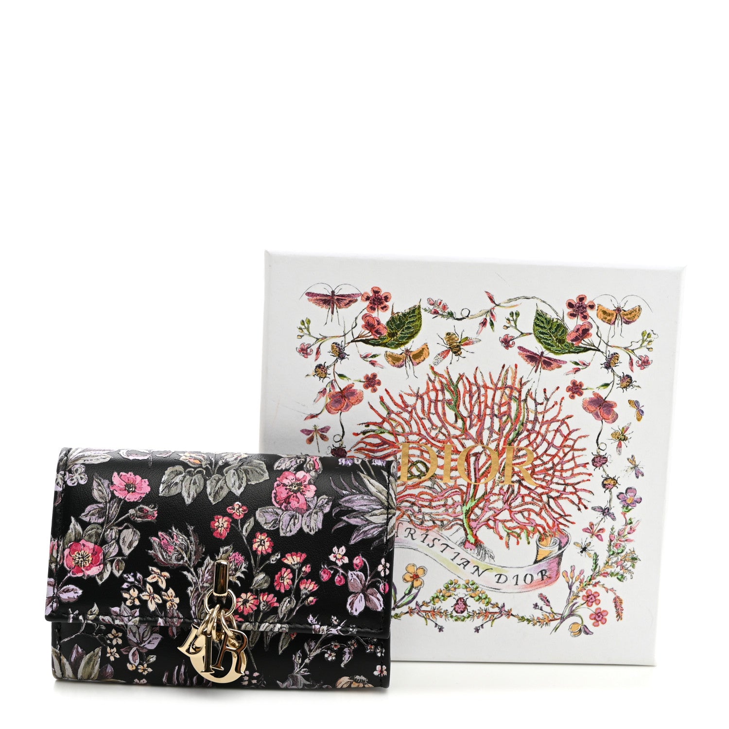 Christian Dior Calfskin Millefiori Printed Miss Dior Glycine Wallet Black 7 of 7
