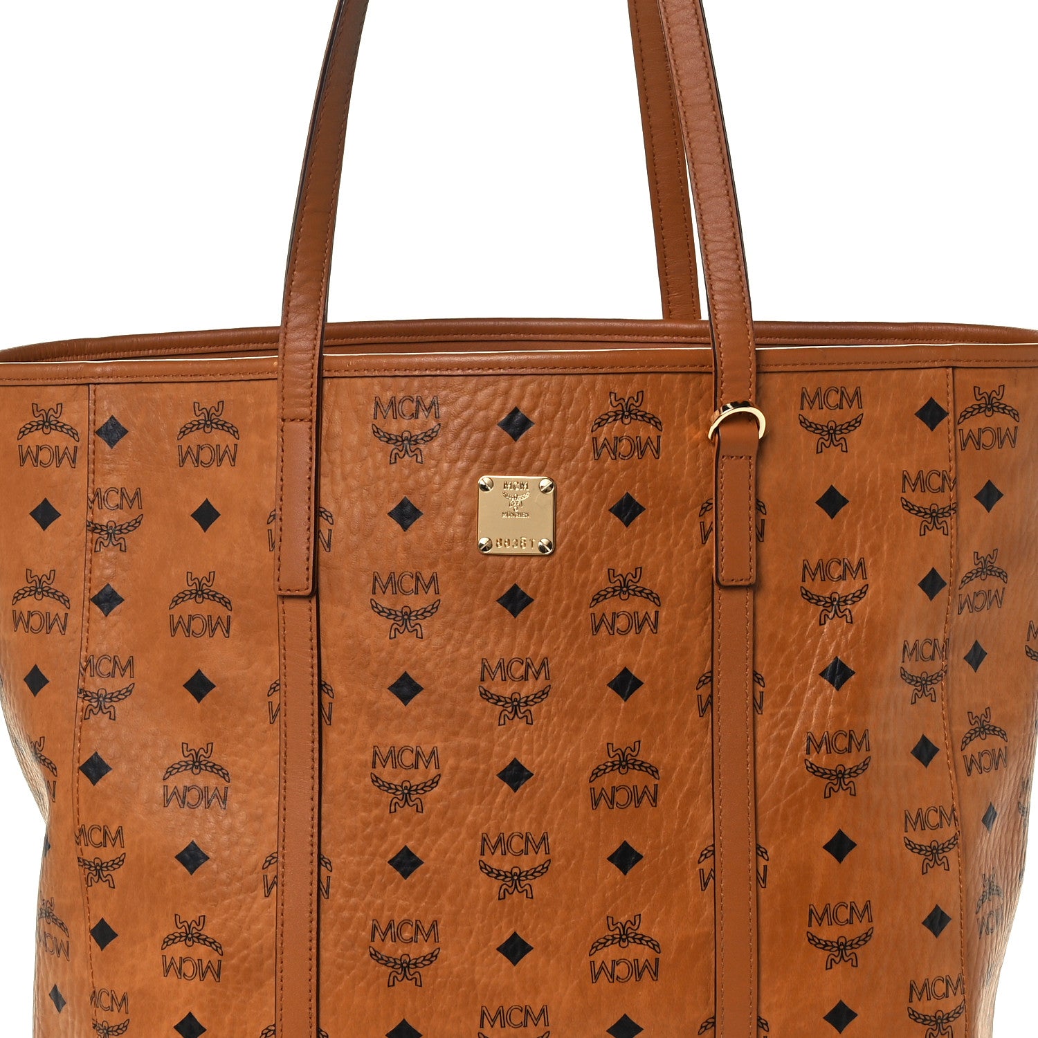 MCM Visetos Toni Shopper Tote Cognac 9 of 11