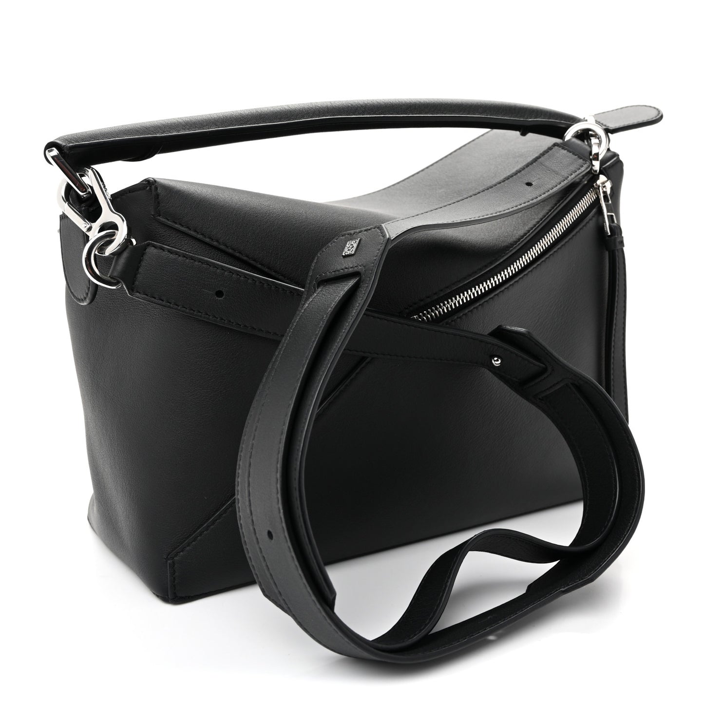 Calfskin Medium Puzzle Edge Bag Black