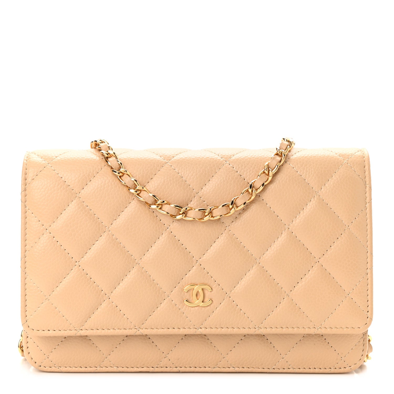 Chanel Caviar Quilted Wallet On Chain WOC Light Beige 1 of 10