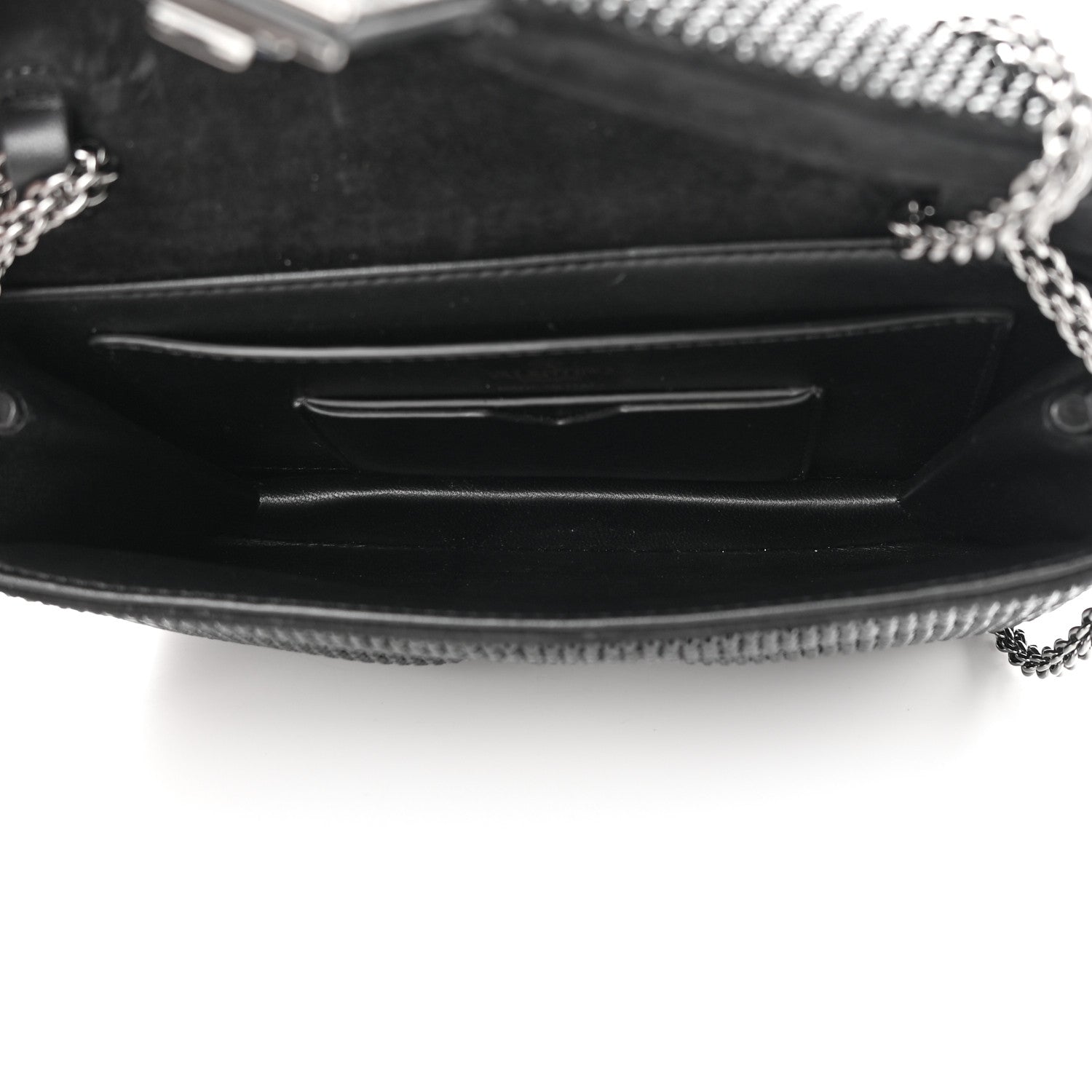 Valentino Garavani Crystal Suede Embellished Small One Stud Clutch With Chain Black 5 of 11