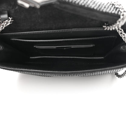 Valentino Garavani Crystal Suede Embellished Small One Stud Clutch With Chain Black 5 of 11