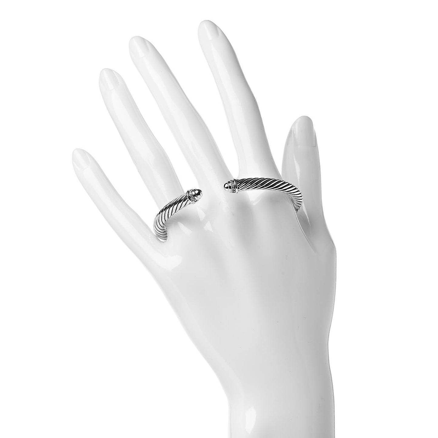 Sterling Silver Diamond 5mm Cable Classics Dome Bracelet