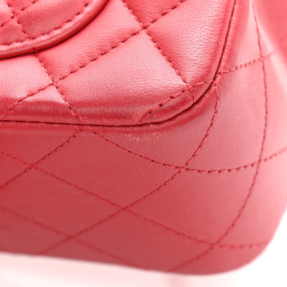 Chanel Lambskin Quilted Mini Top Handle Rectangular Flap Red 14 of 16