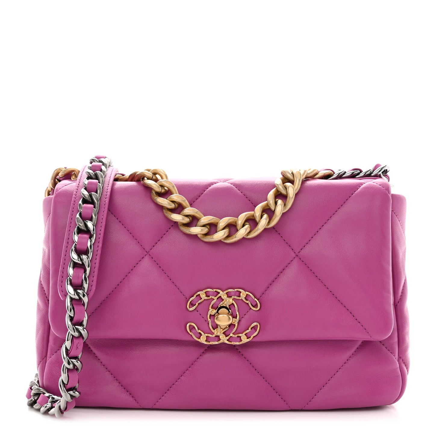 Lambskin Quilted Medium Chanel 19 Flap Purple