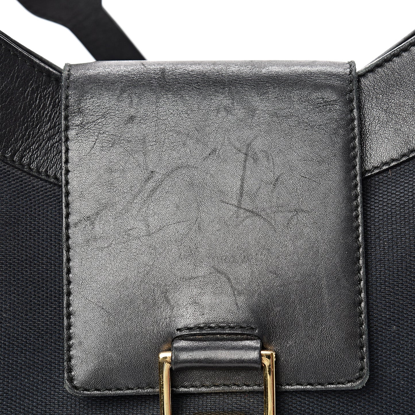 Canvas Calfskin Jackie O Hobo Black
