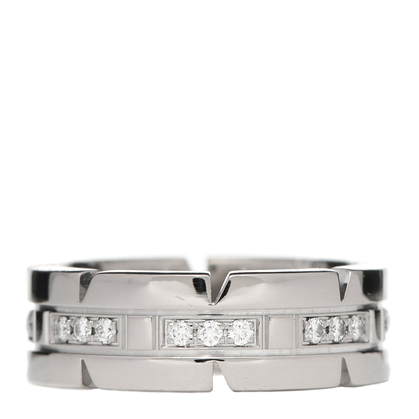 18K White Gold Diamond Tank Francaise Band Ring 46 3.75