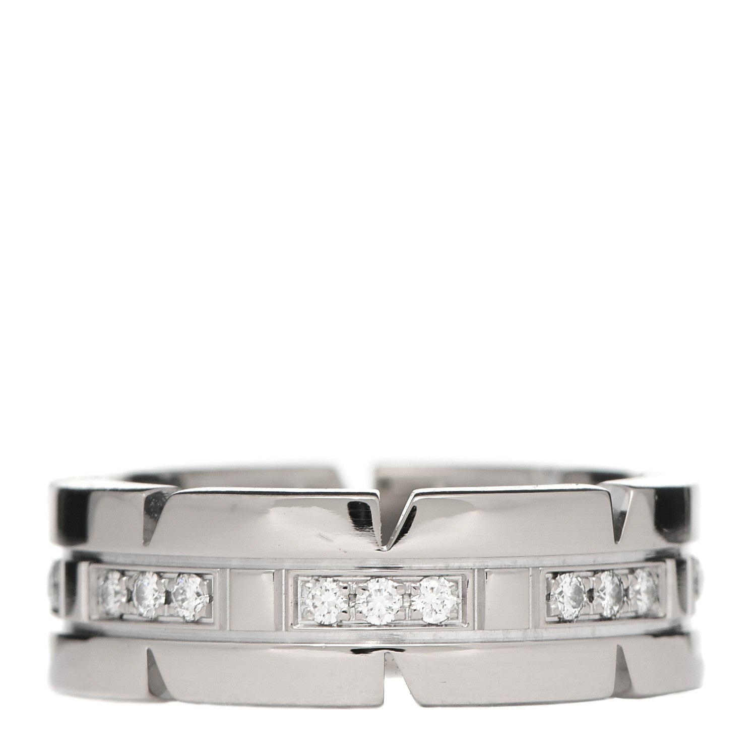 Cartier 18K White Gold Diamond Tank Francaise Band Ring 46 3.75 1 of 4