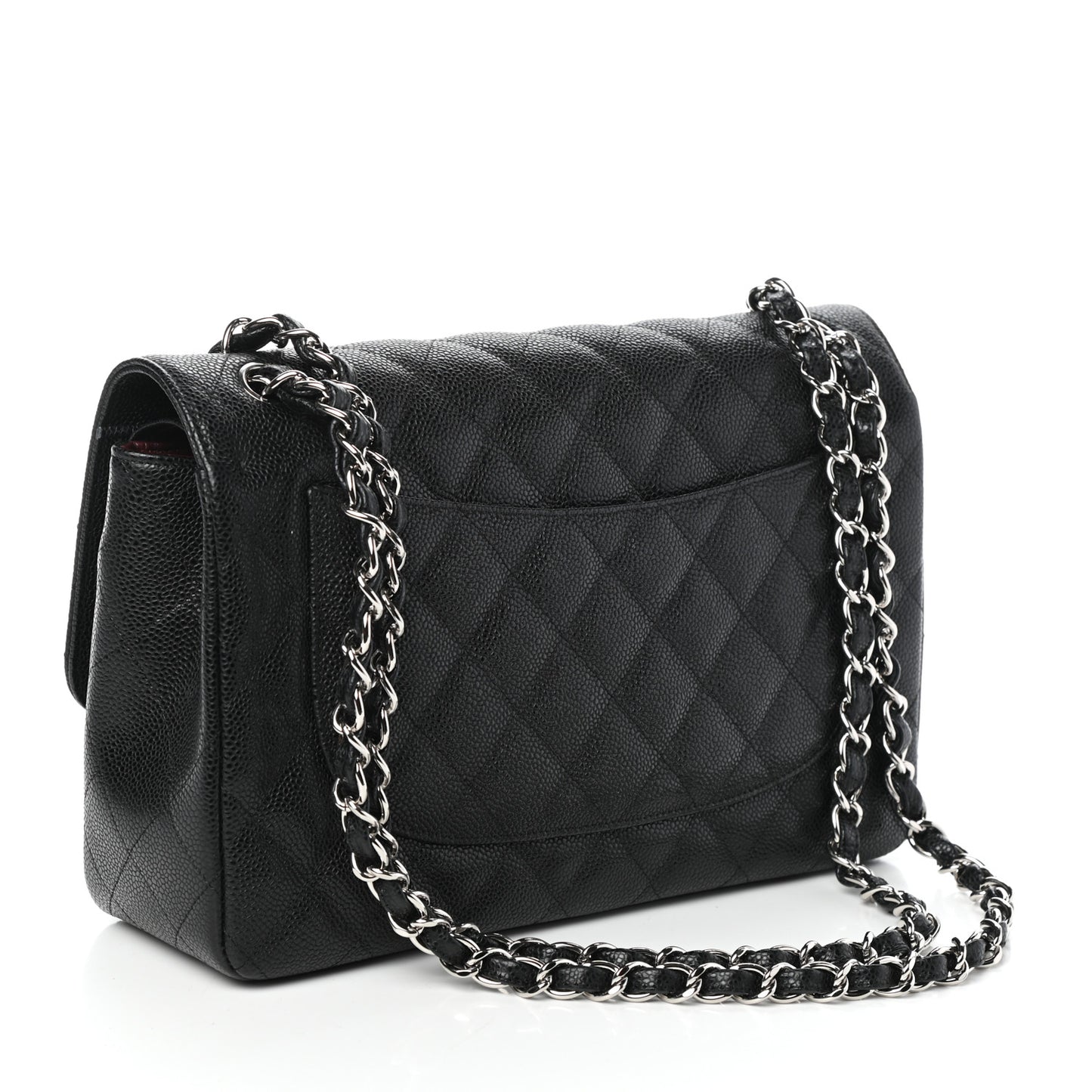 Caviar Quilted Jumbo Double Flap Black