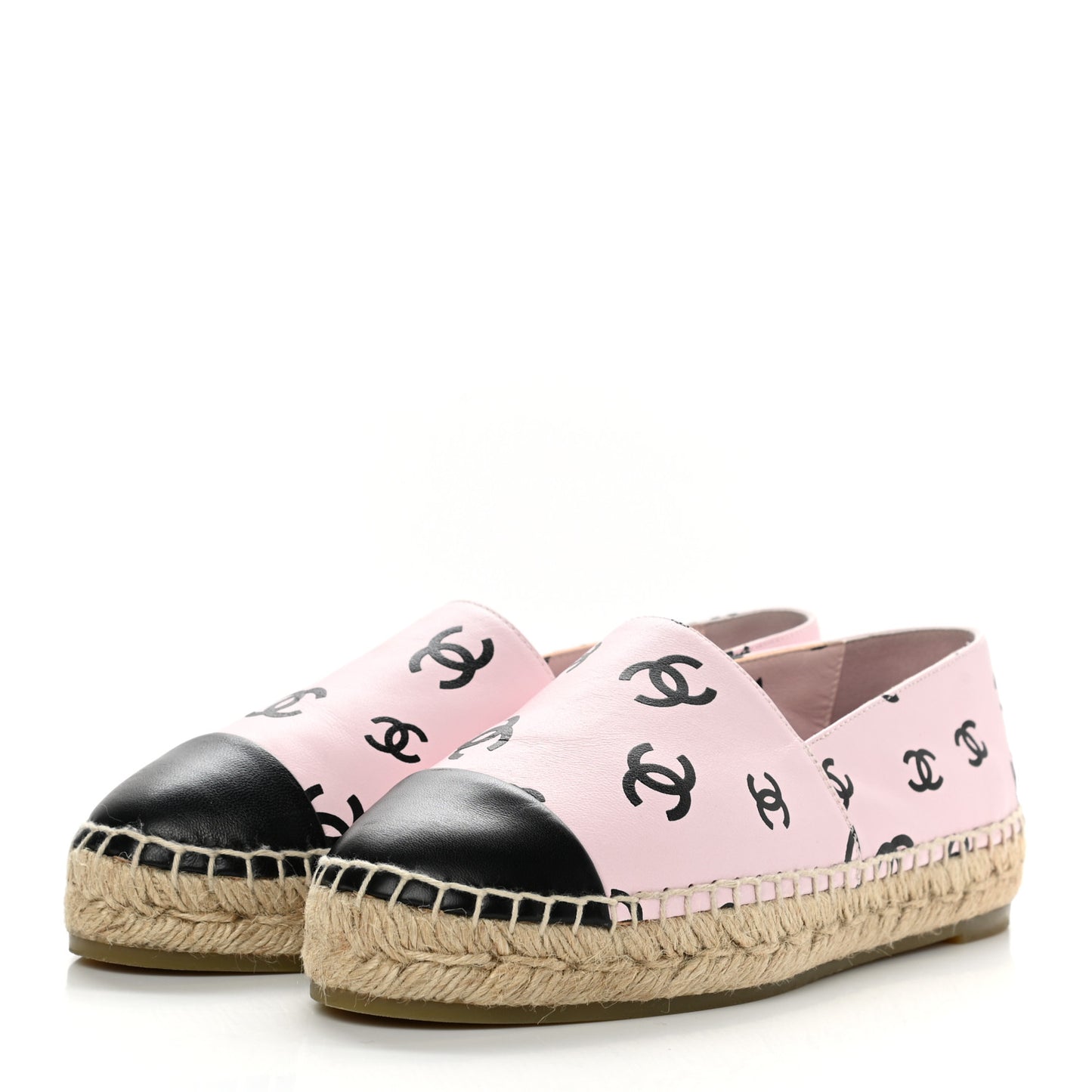 Lambskin Printed CC Espadrilles 36 Light Pink Black