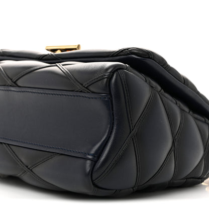 Louis Vuitton Lambskin Malletage Top Handle GO-14 MM Bleu Marine 10 of 12