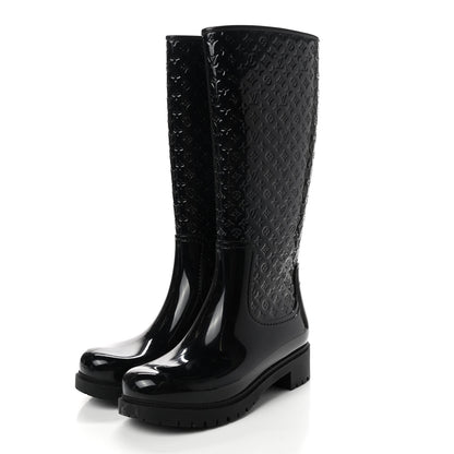 Louis Vuitton Rubber Embossed Monogram Splash Rain Boots 38 Black 3 of 6