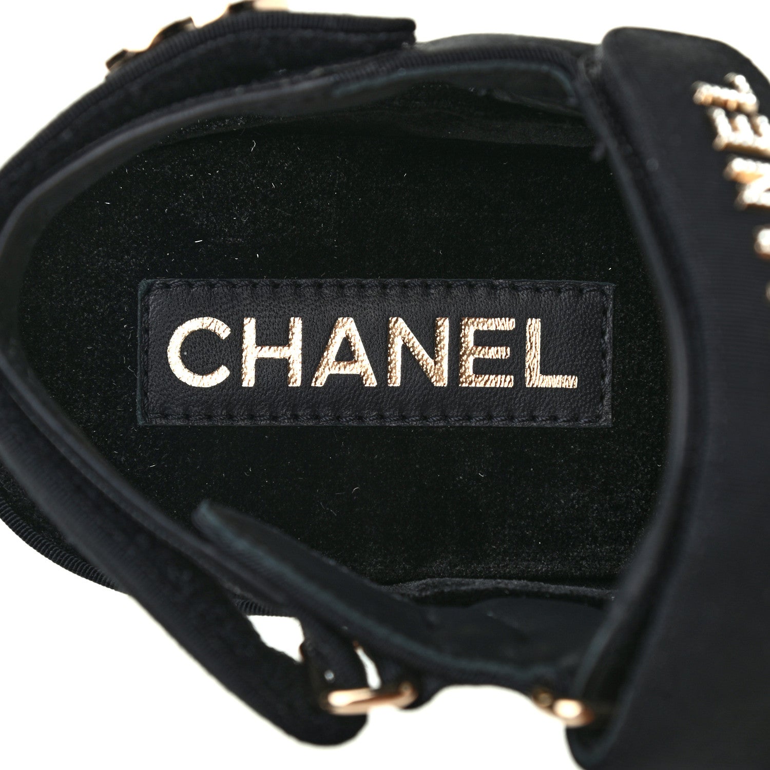 Chanel Grosgrain Crystal Logo Platform Sandals 39 Black 7 of 8