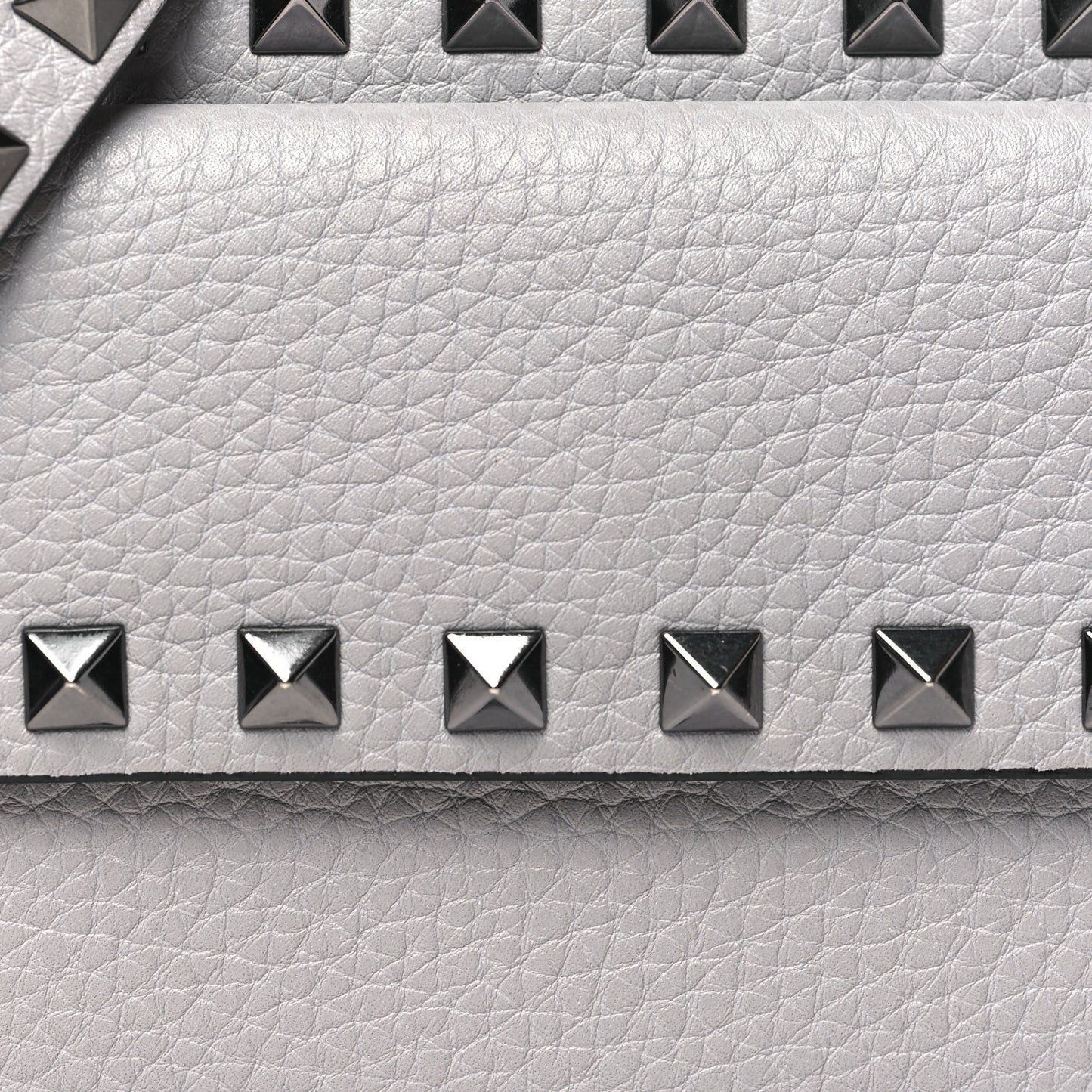 Grained Calfskin Small Rockstud Flap Pocket Camera Crossbody Bag Pastel Grey
