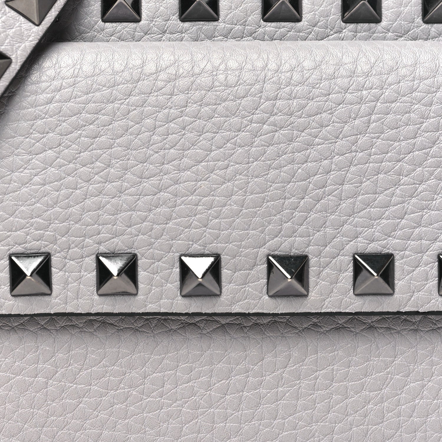 Valentino Garavani Grained Calfskin Small Rockstud Flap Pocket Camera Crossbody Bag Pastel Grey 7 of 10