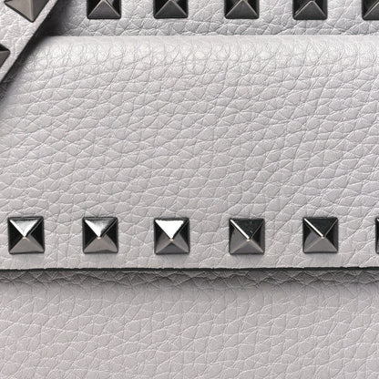 Valentino Garavani Grained Calfskin Small Rockstud Flap Pocket Camera Crossbody Bag Pastel Grey 7 of 10