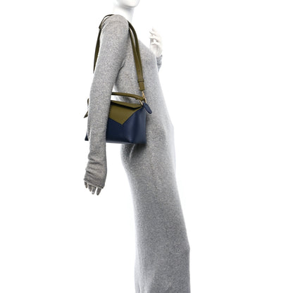 Loewe Calfskin Small Puzzle Edge Bag Olive Abyss Blue 2 of 9