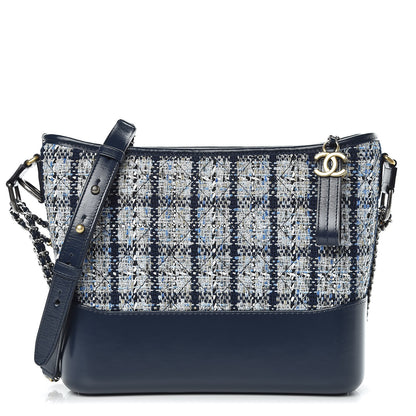 Chanel Tweed Calfskin Quilted Medium Gabrielle Hobo Navy 1 of 9