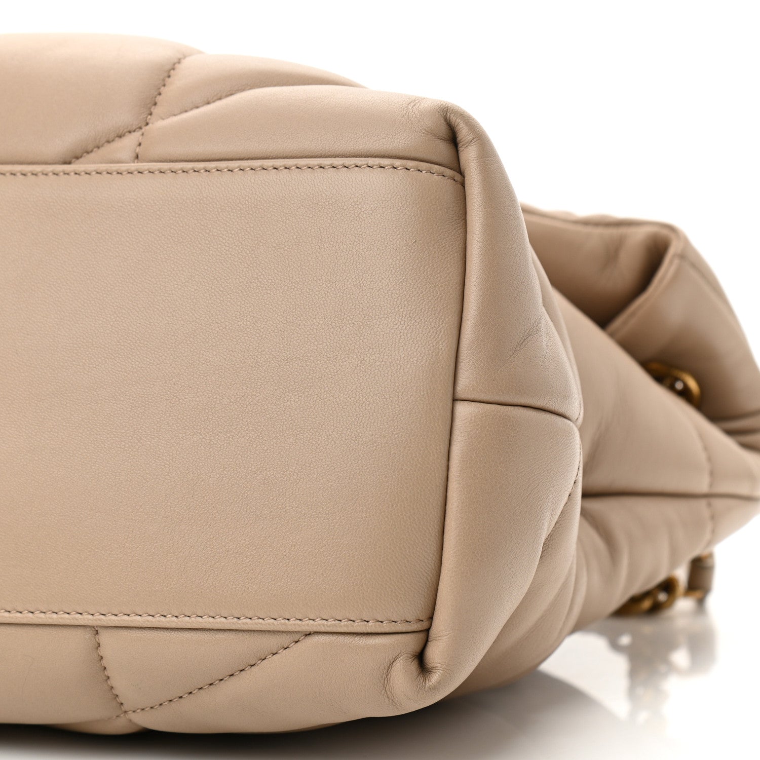 Saint Laurent Lambskin Quilted Medium Loulou Puffer Monogram Chain Satchel Dark Beige 11 of 11