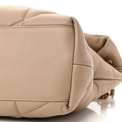 Saint Laurent Lambskin Quilted Medium Loulou Puffer Monogram Chain Satchel Dark Beige 11 of 11