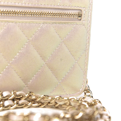 Chanel Iridescent Lambskin Quilted Mini Wallet On Chain WOC Ivory 8 of 12