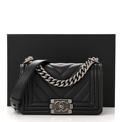 Chanel Calfskin Chevron Quilted Small Boy Flap Black 11 of 11