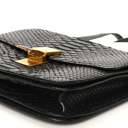 Celine Snakeskin Medium Classic Box Flap Bag Black 15 of 21
