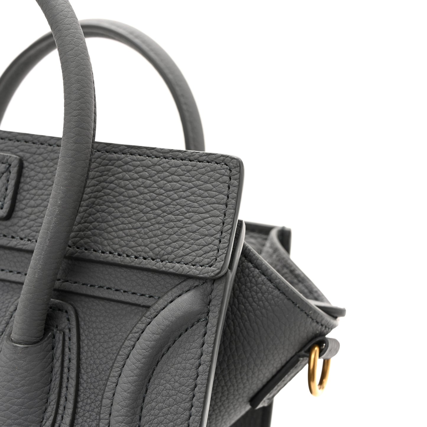 Drummed Calfskin Nano Luggage Kohl