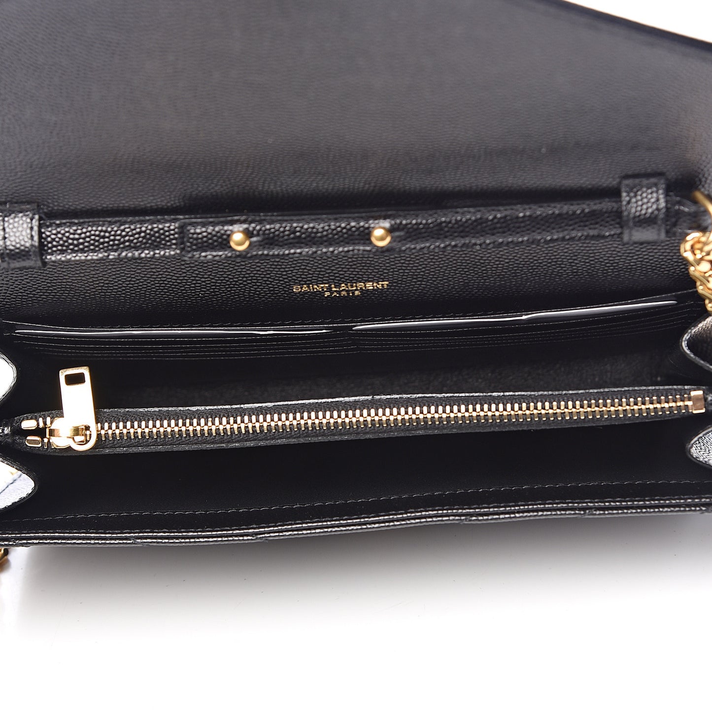 Grain De Poudre Matelasse Chevron Monogram Chain Wallet Black