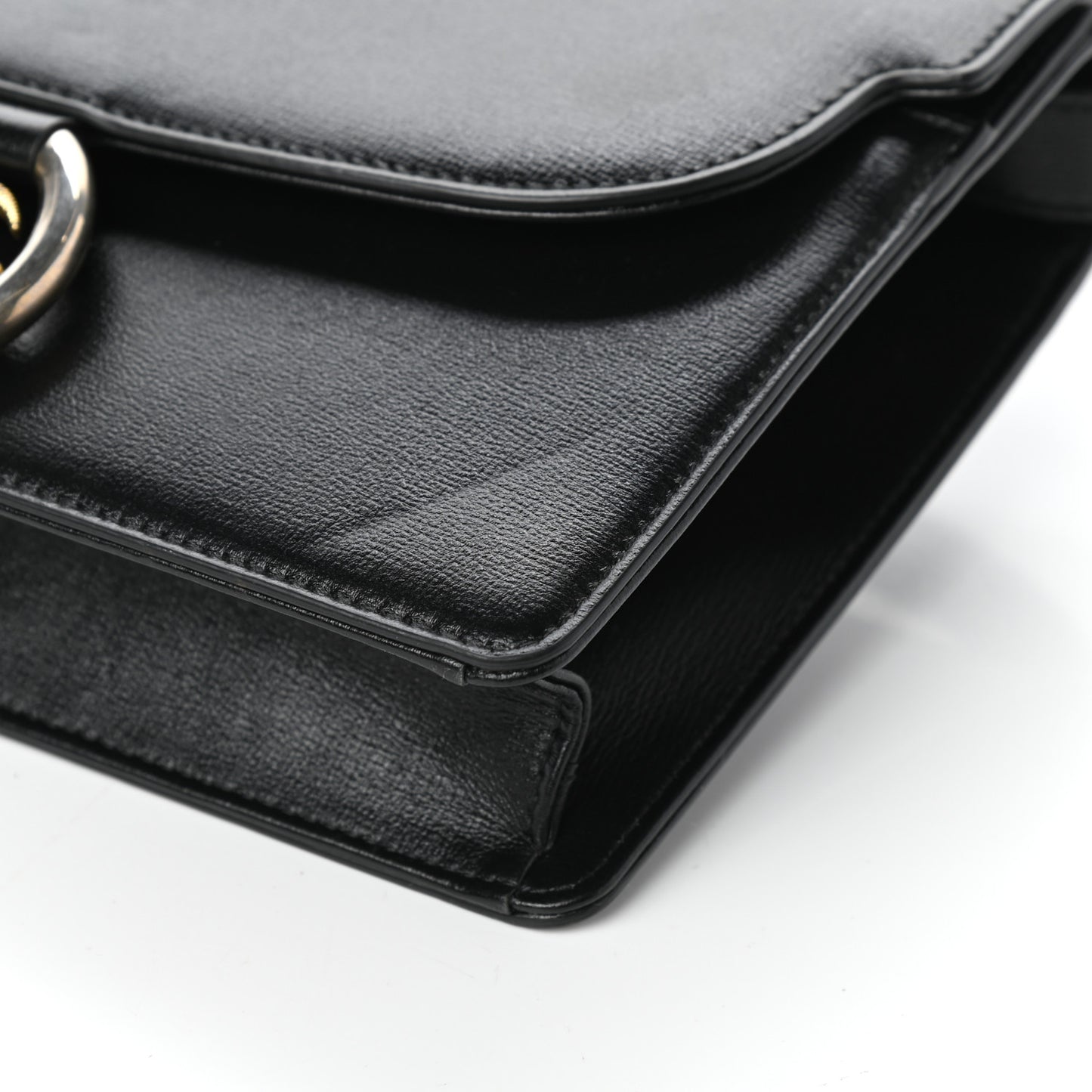 Textured Calfskin Small Torchon GG Ring Shoulder Bag Black