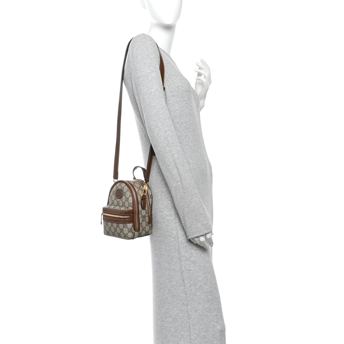 GG Supreme Monogram Azalea Calfskin Retro Interlocking G Multi-Function Bag Beige Ebony Brown Sugar
