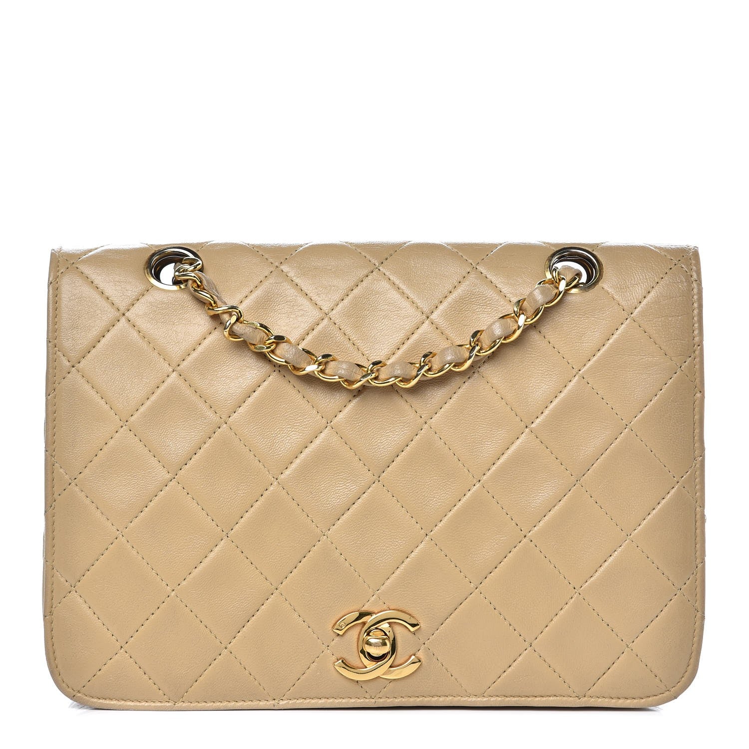 Chanel Lambskin Quilted Small Single Flap Beige 1 of 15