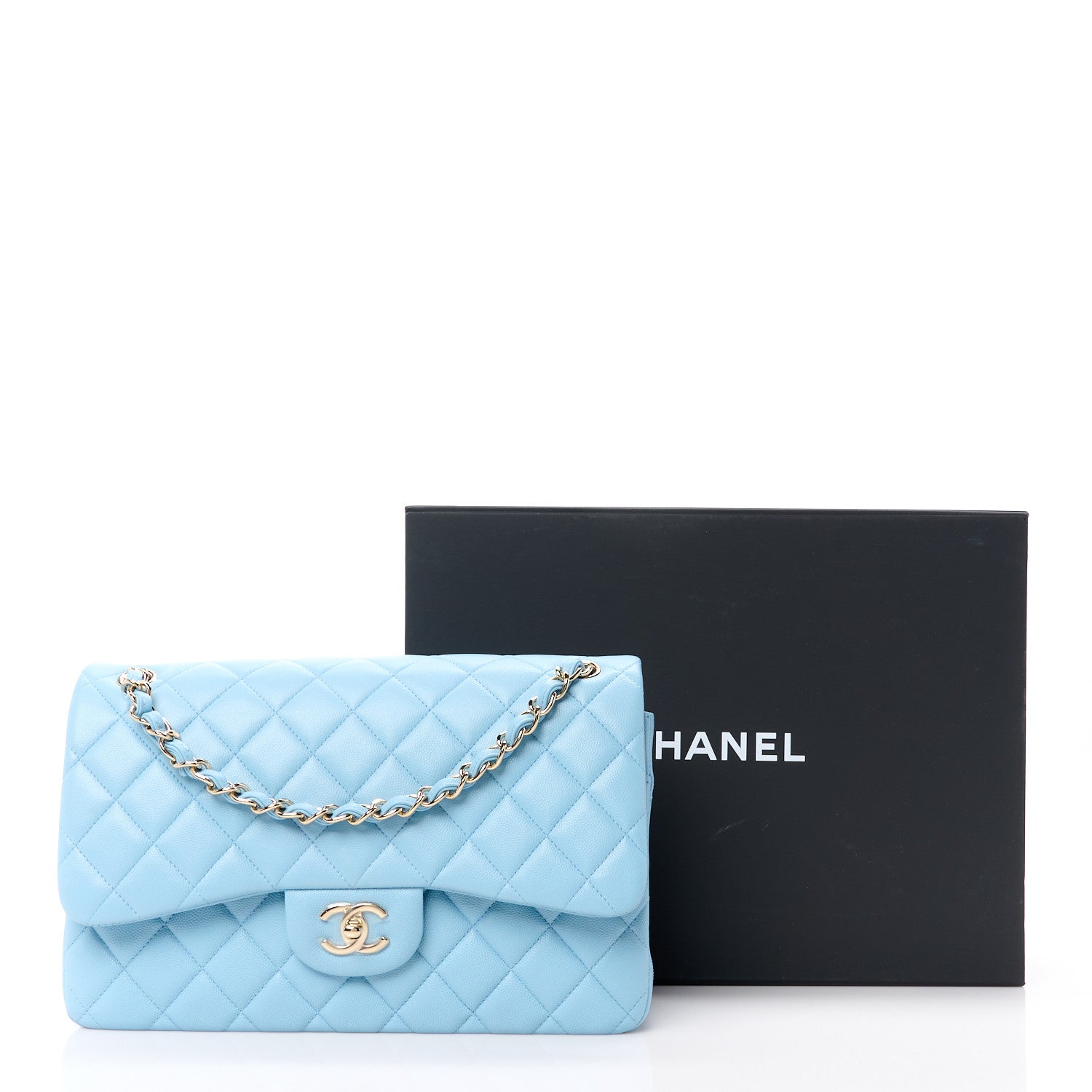 Chanel Caviar Quilted Jumbo Double Flap Light Blue 12 of 12