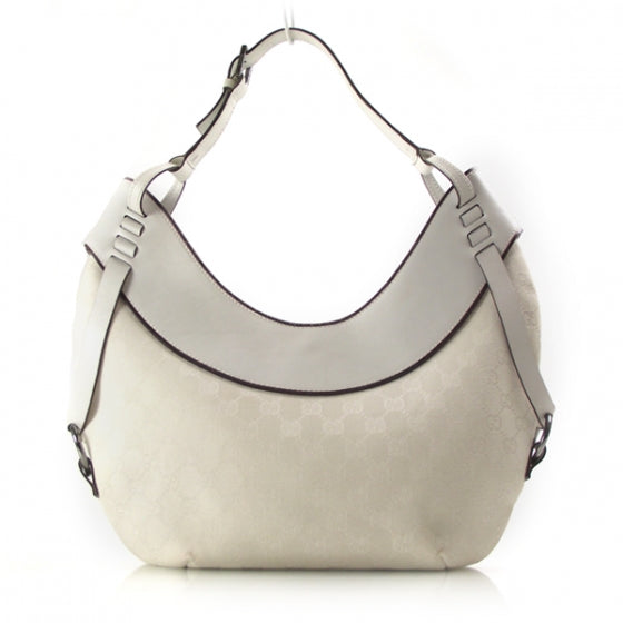 Monogram Half Moon Hobo White