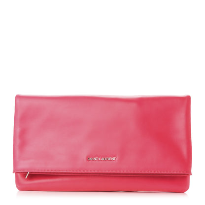 Saint Laurent Smooth Calfskin Letters Fold-Over Clutch Fuchsia 1 of 10