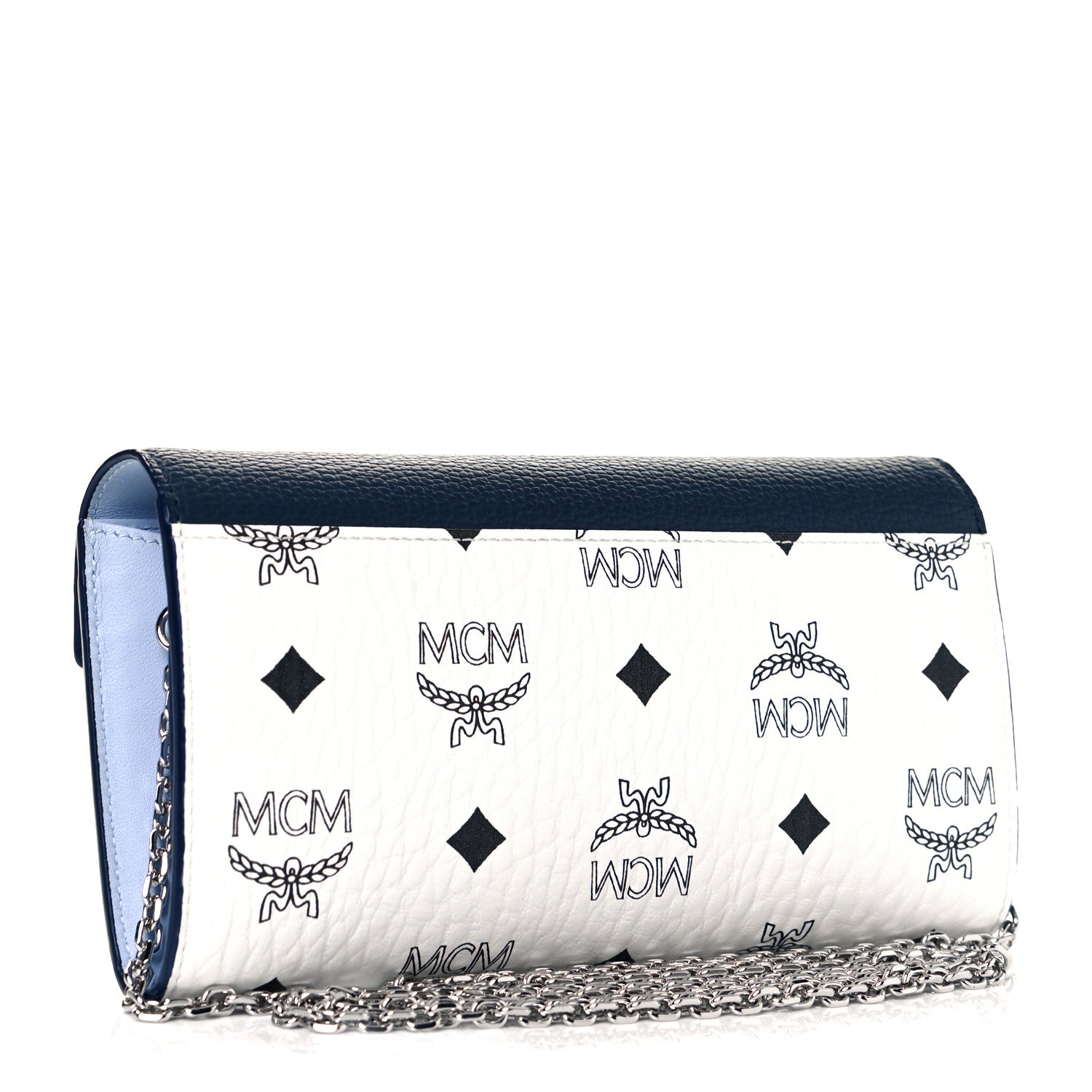 MCM Calfskin Visetos Monogram Millie Color Block Crossbody Bag White Mood Indigo 2 of 8