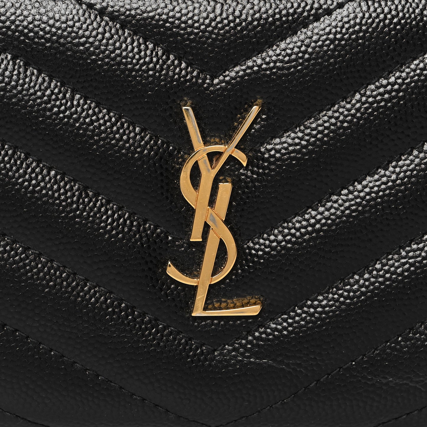 Grain De Poudre Matelasse Chevron Monogram Zipped Two-Part Wallet Black
