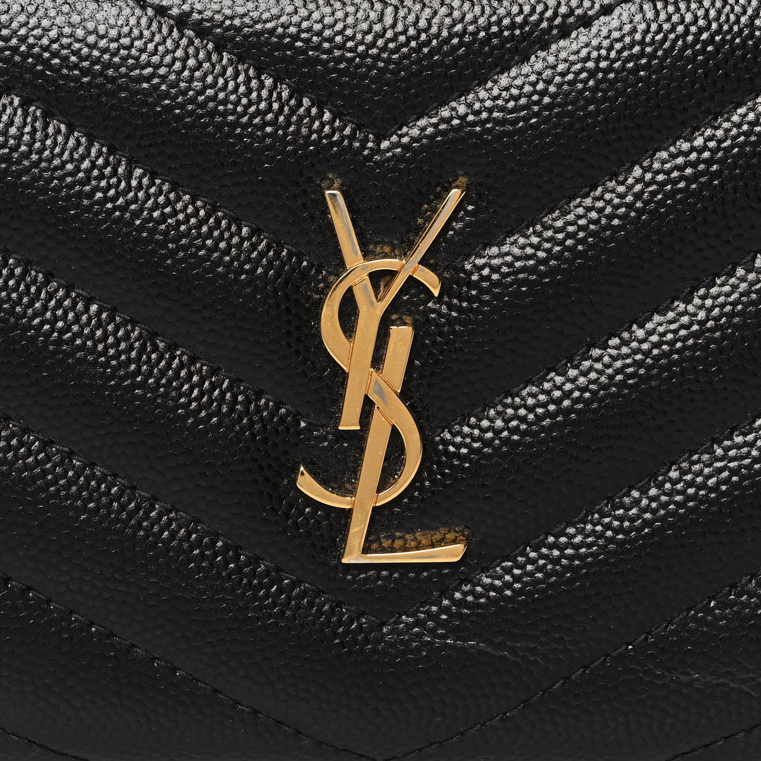 Saint Laurent Grain De Poudre Matelasse Chevron Monogram Zipped Two-Part Wallet Black 9 of 9