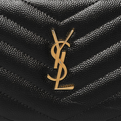 Saint Laurent Grain De Poudre Matelasse Chevron Monogram Zipped Two-Part Wallet Black 9 of 9
