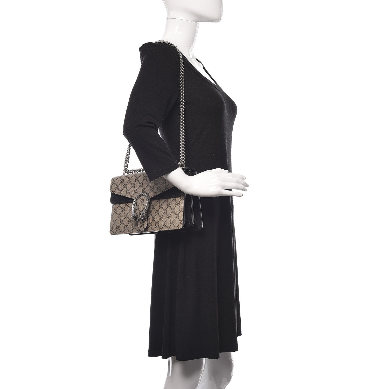 Gucci GG Supreme Monogram Small Dionysus Shoulder Bag Black 2 of 13
