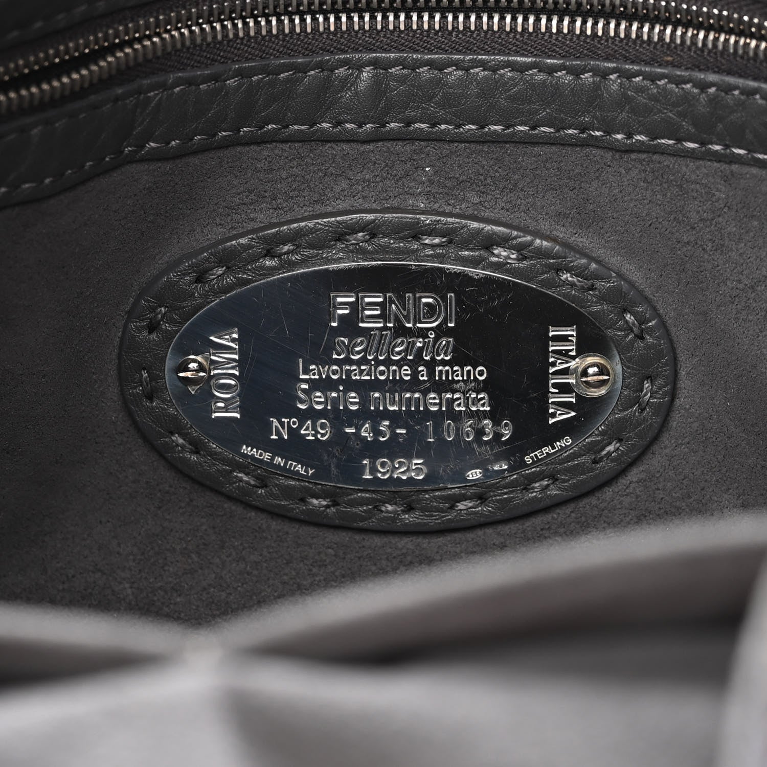 Fendi Cuoio Romano Selleria Lei Boston Tote Asfalto 6 of 11